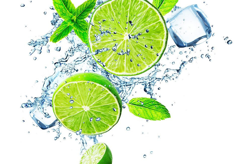 Fototapeta - limonka, woda, mięta