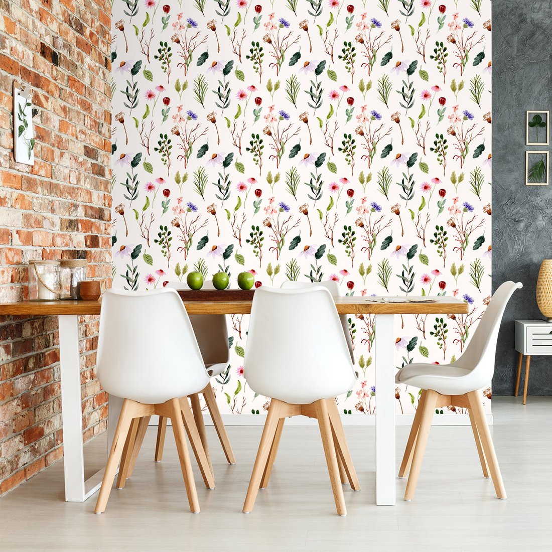 Tapeta - kwiaty, liście, gałęzie