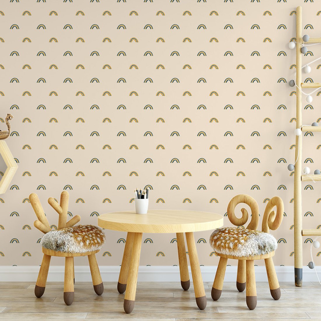 Tapeta - dziecięca, łuki, deseń,
