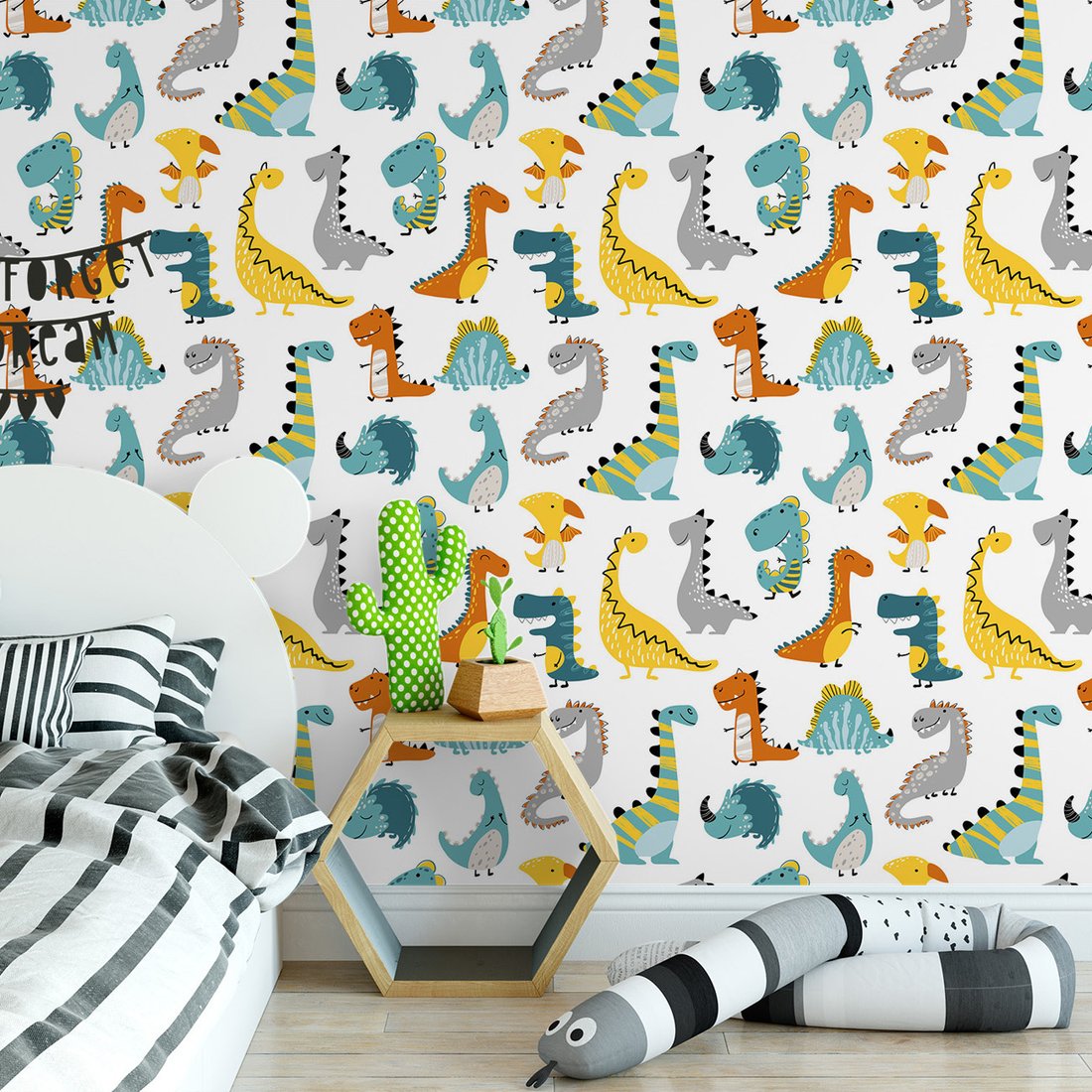 Tapeta - dziecięca, dinozaury, ilustracje, postacie
