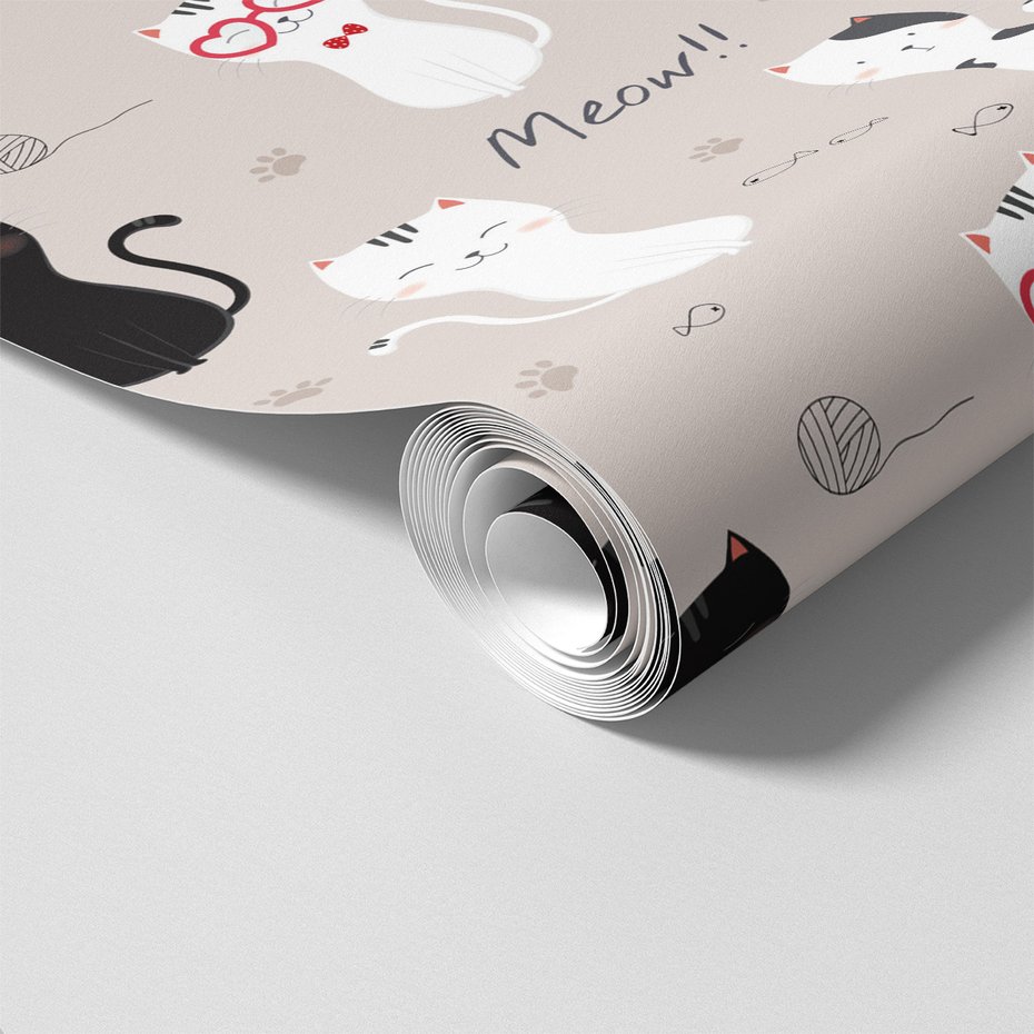 Tapeta - dziecięca, koty, tło, ryby