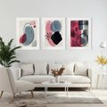 Zestaw obrazy w ramie, plakaty - abstrakcja, pastelowe, plamy, - rama biała
