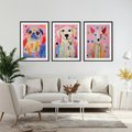 Zestaw obrazy w ramie, plakaty - zwierzęta, psy, kolorowe - rama czarna