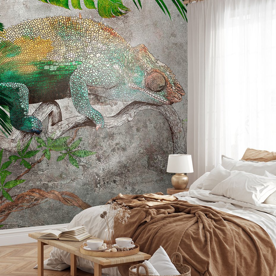 Fototapeta - beton, kameleon, tropikalne