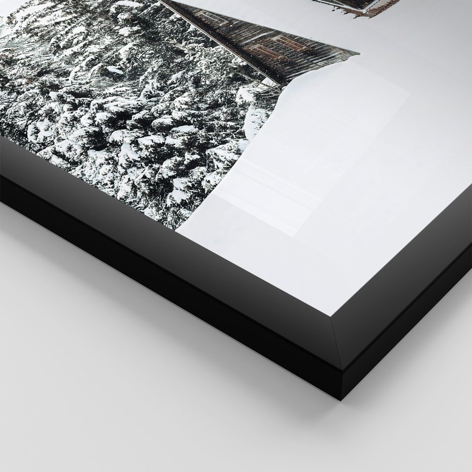 Zestaw obrazy w ramie, plakaty - zima, śnieg, góry - rama czarna