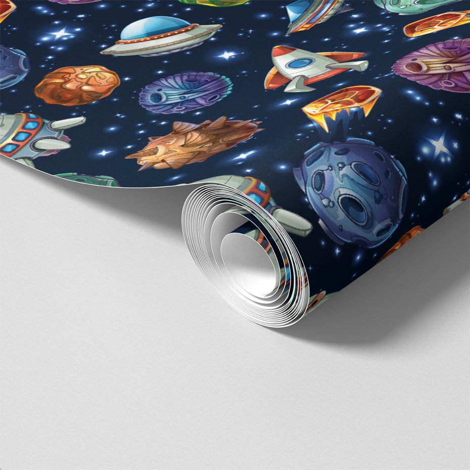 Tapeta - dziecięca, kosmos, planeta, statek