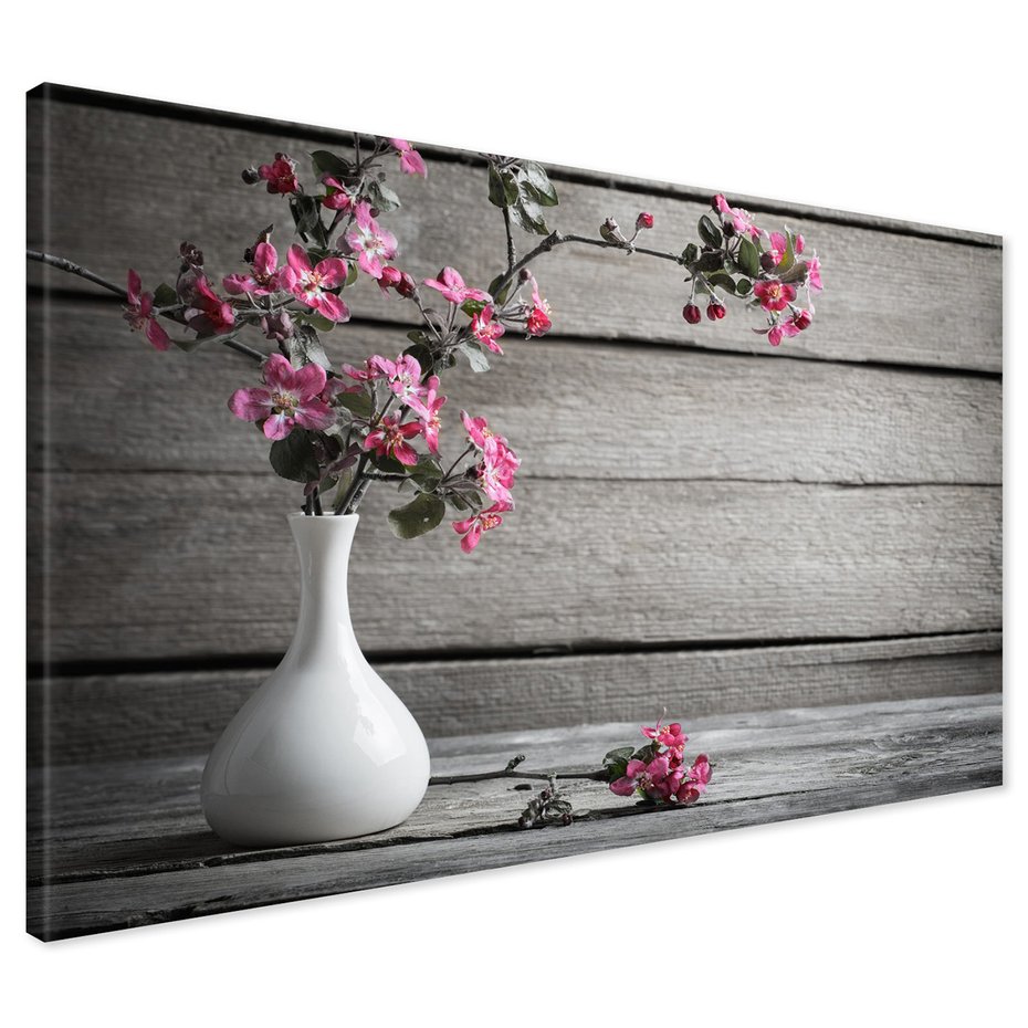 Obraz na płótnie - kwiaty, wazon, różowe