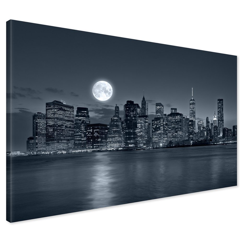 Obraz na płótnie - miasto, noc, księżyc