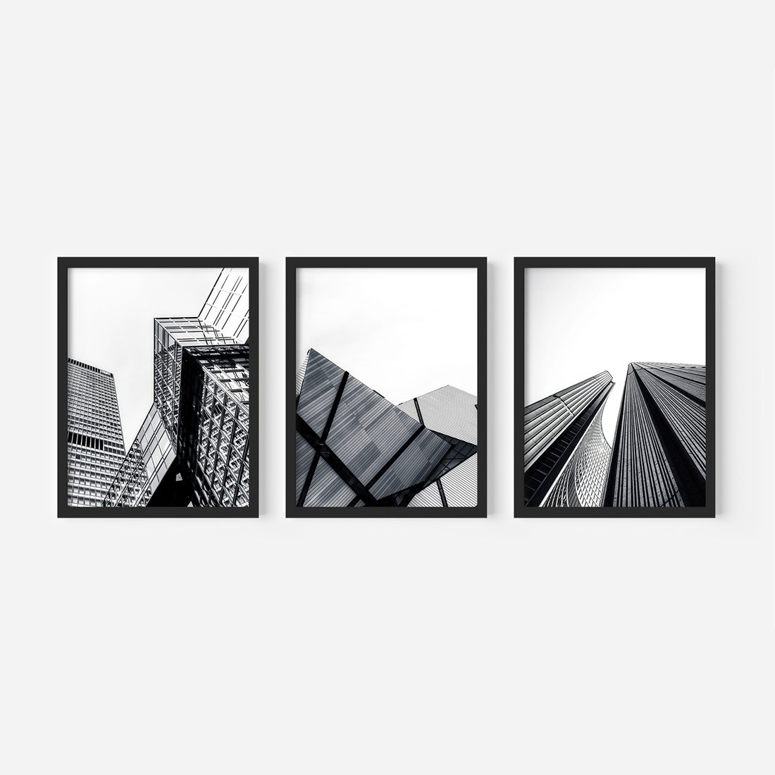 Zestaw obrazy w ramie, plakaty - architektura, budynki, miejski - rama czarna