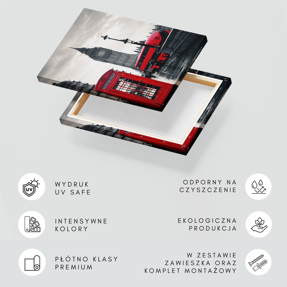 Obraz na płótnie - Londyn, autobus, budka telefoniczna