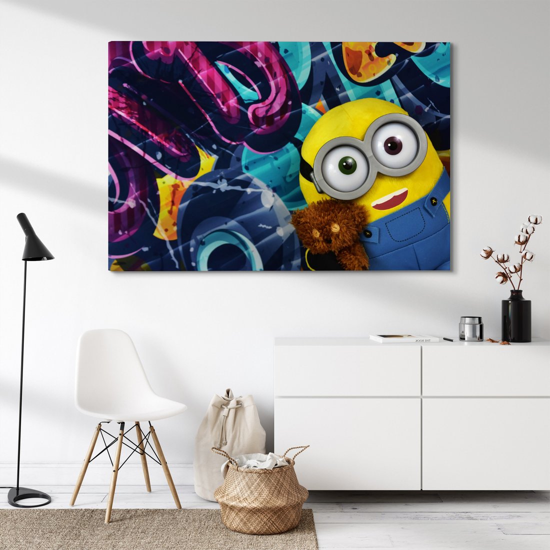 Obraz na płótnie - Minionek, Graffiti, Pluszak
