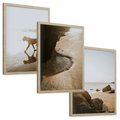 Zestaw obrazy w ramie, plakaty - plaża, morze, pies - rama drewno