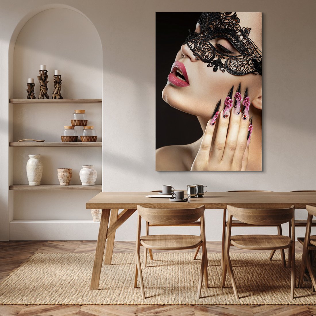 Obraz na płótnie - maska, manicure, kwiaty