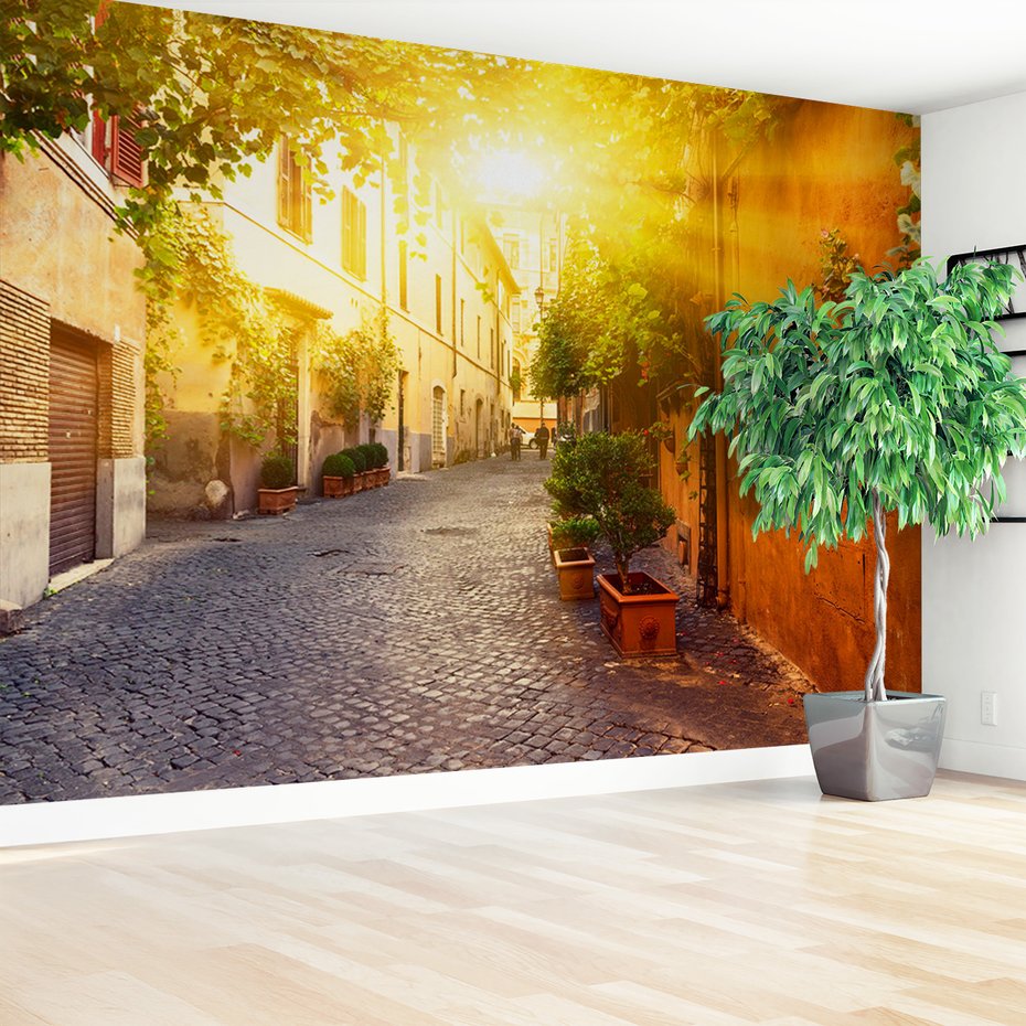 Fototapeta - uliczka, miasto, brukowana,