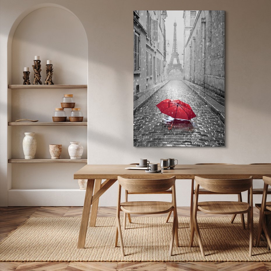 Obraz na płótnie - Paryż, ulica, deszcz