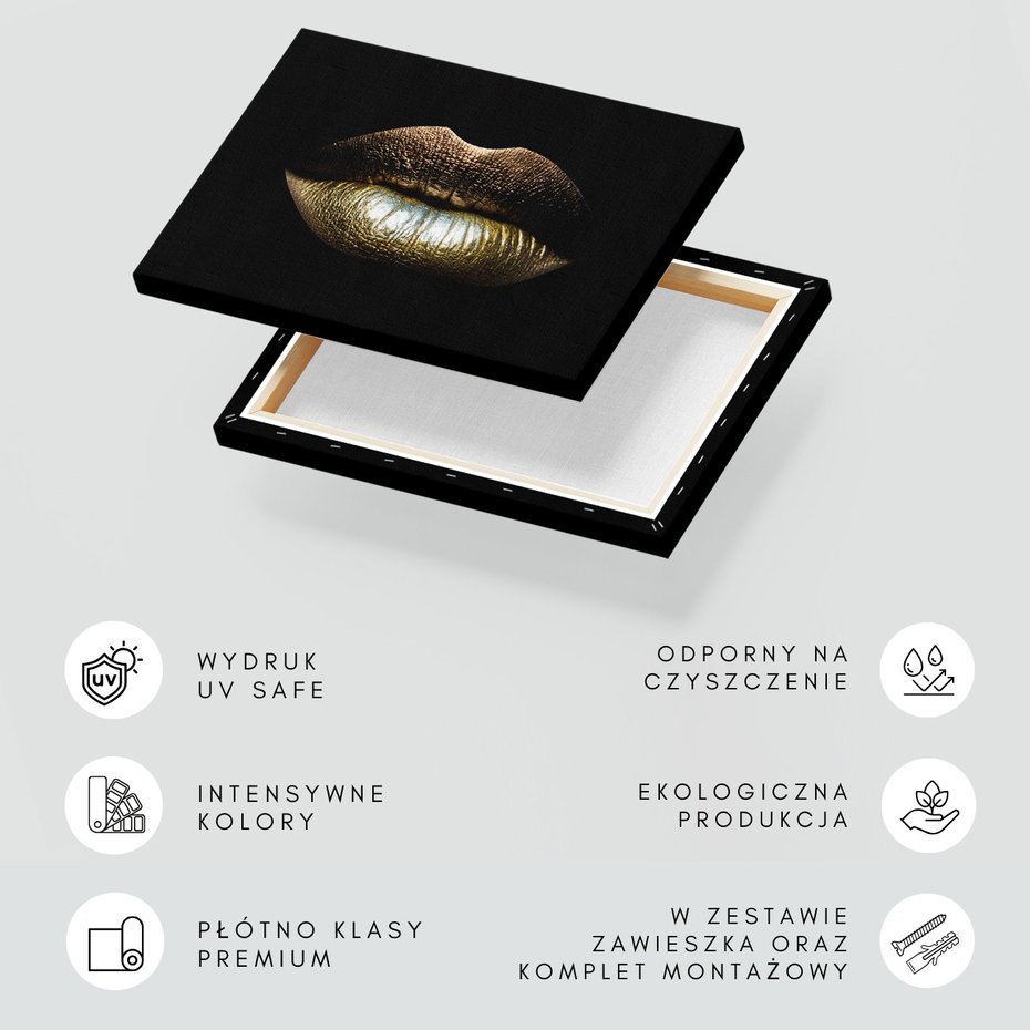 Obraz na płótnie - usta, złoto, blask