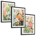 Zestaw obrazy w ramie, plakaty - kwiaty, liście, rośliny - rama czarna
