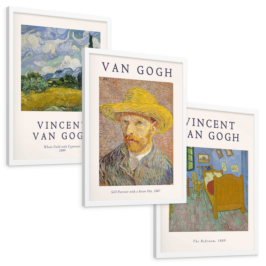 Zestaw obrazy w ramie, plakaty - Van Gogh, obrazy, sztuka - rama biała