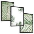 Zestaw obrazy w ramie, plakaty - liście, palmy, tropikalne - rama czarna