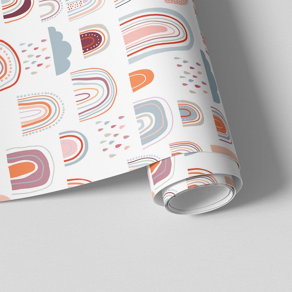 Tapeta - dziecięca, tęcza, chmura, kropelki