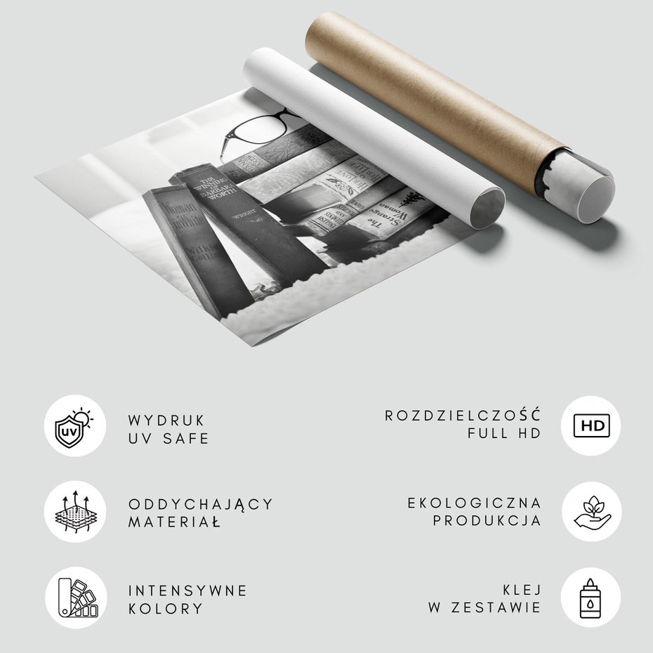 Fototapeta - książki, okulary, stosik