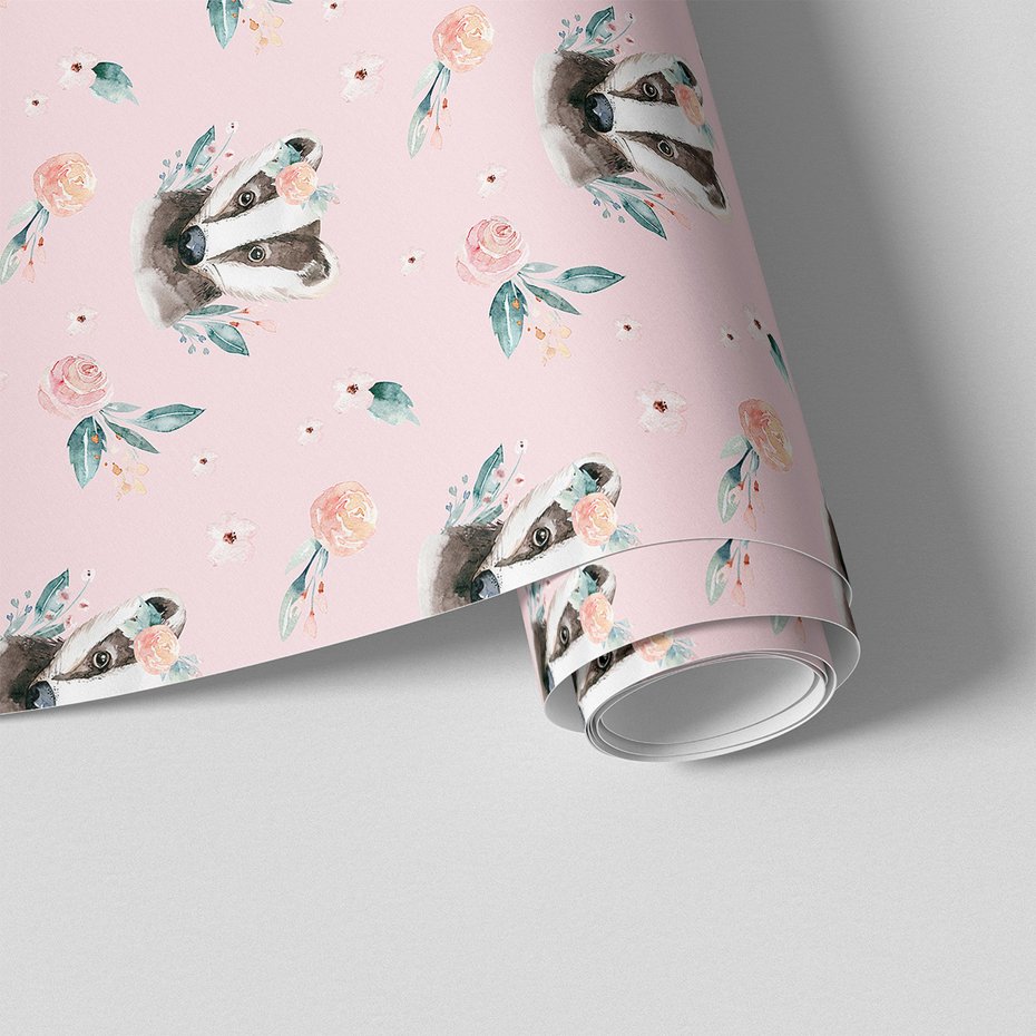 Tapeta - borsuk, kwiaty, liście