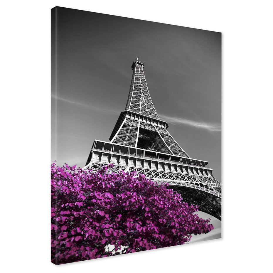 Obraz na płótnie - Wieża Eiffla, Paryż, kwiaty