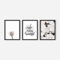 Zestaw obrazy w ramie, plakaty - kwiaty, napisy, protea - rama czarna