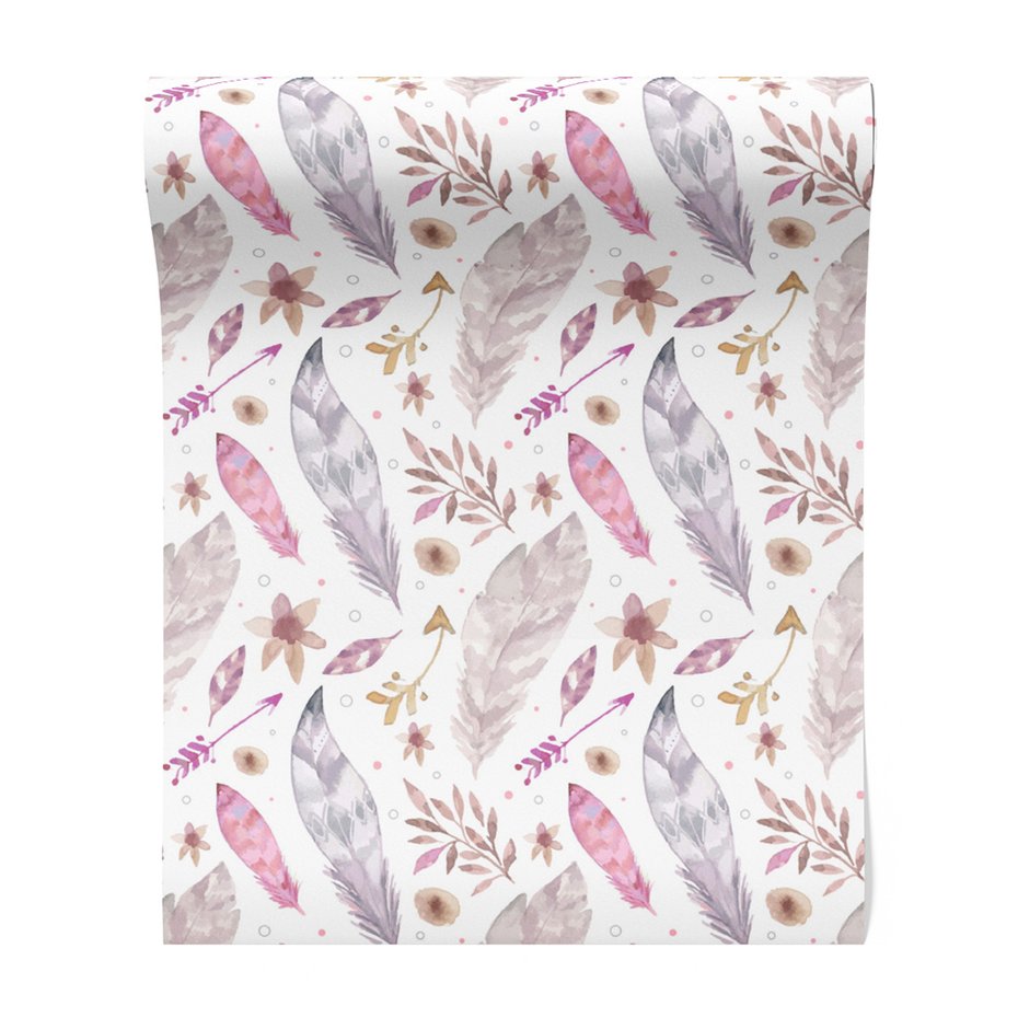 Tapeta - pióra, kwiaty, strzały