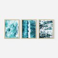 Zestaw obrazy w ramie, plakaty - woda, fale, turkusowy - rama drewno