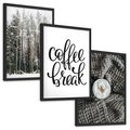 Zestaw obrazy w ramie, plakaty - zima, las, napój - rama czarna