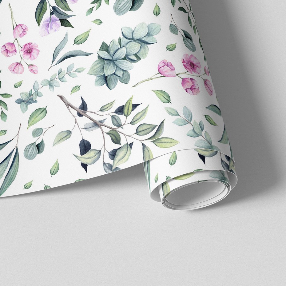 Tapeta - kwiaty, liście, gałęzie