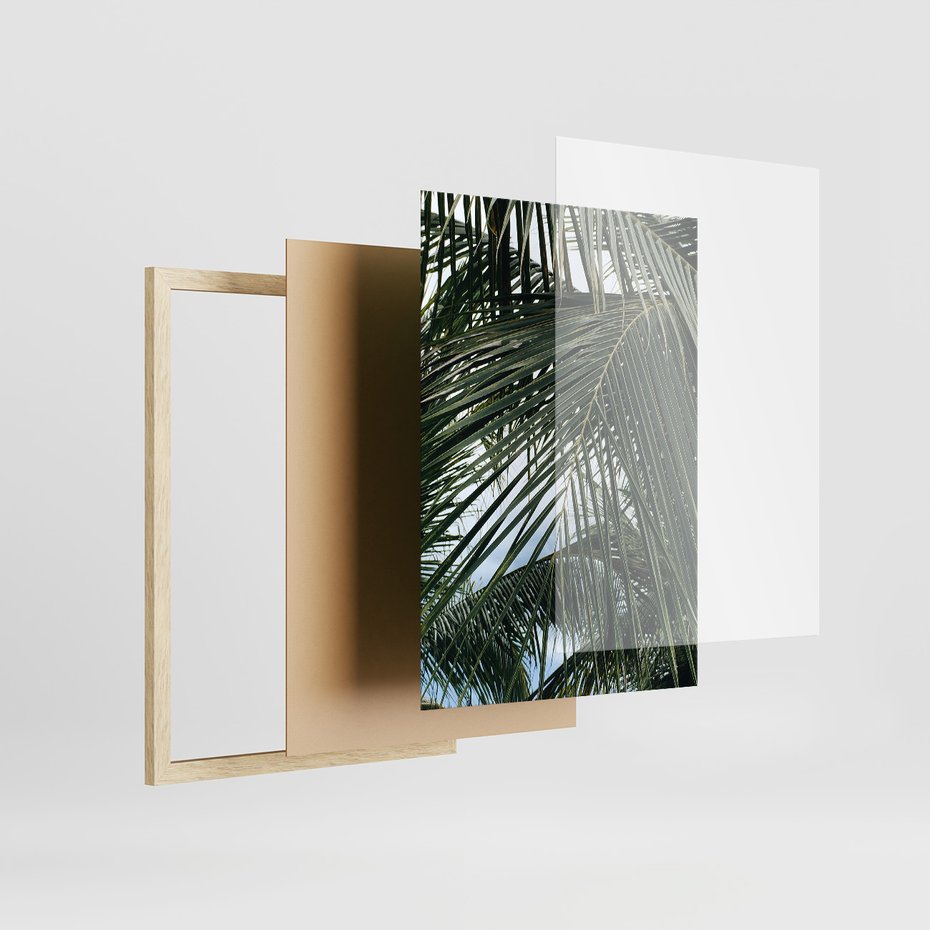 Zestaw obrazy w ramie, plakaty - liście,palmy,tropikalne - rama drewno