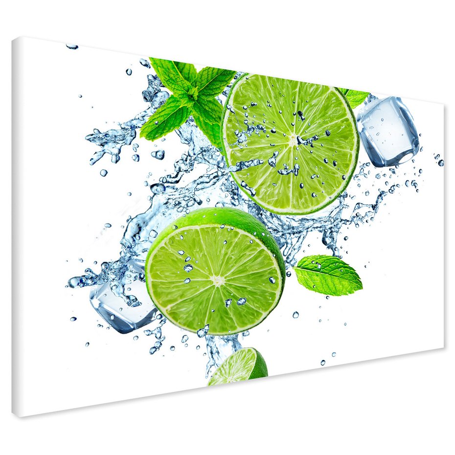 Obraz na płótnie - limonka, lód, mięta