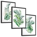 Zestaw obrazy w ramie, plakaty - liście, rośliny, tropikalne - rama czarna