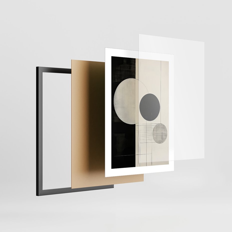 Zestaw obrazy w ramie, plakaty - abstrakcja,portret,geometria - rama czarna