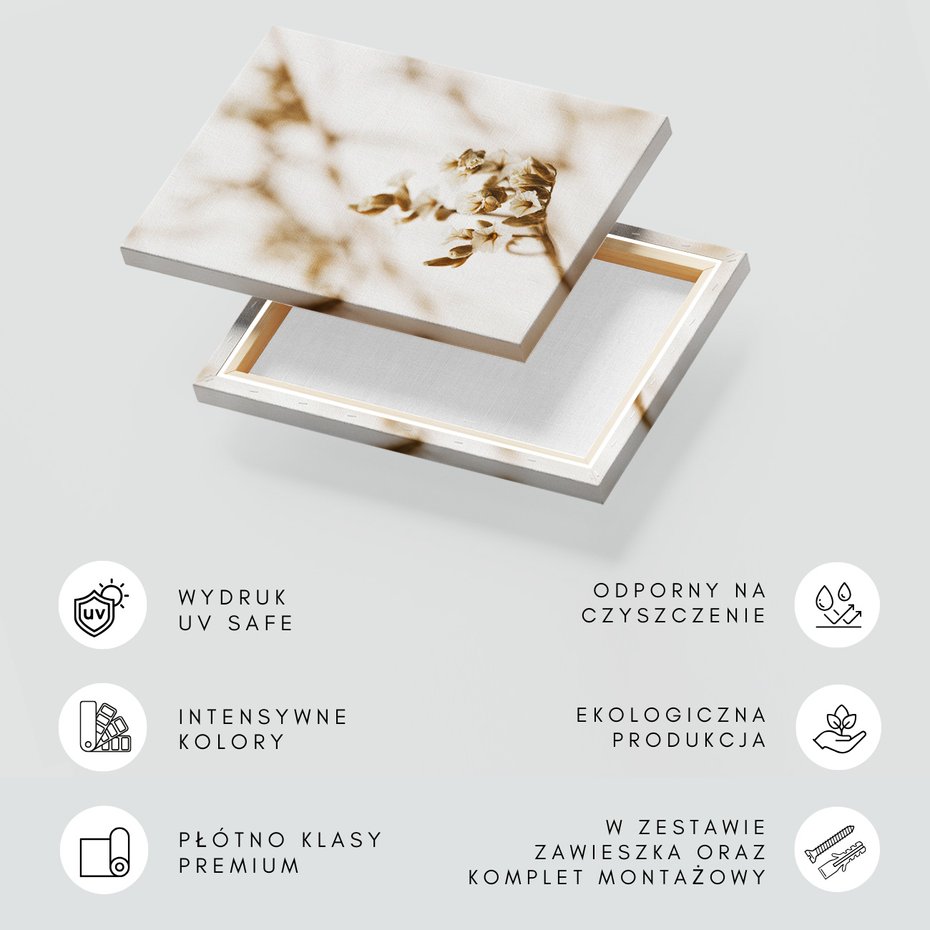 Obraz na płótnie - kwiaty, beżowy, delikatny