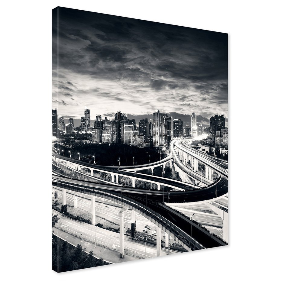 Obraz na płótnie - miasto, noc, budynki