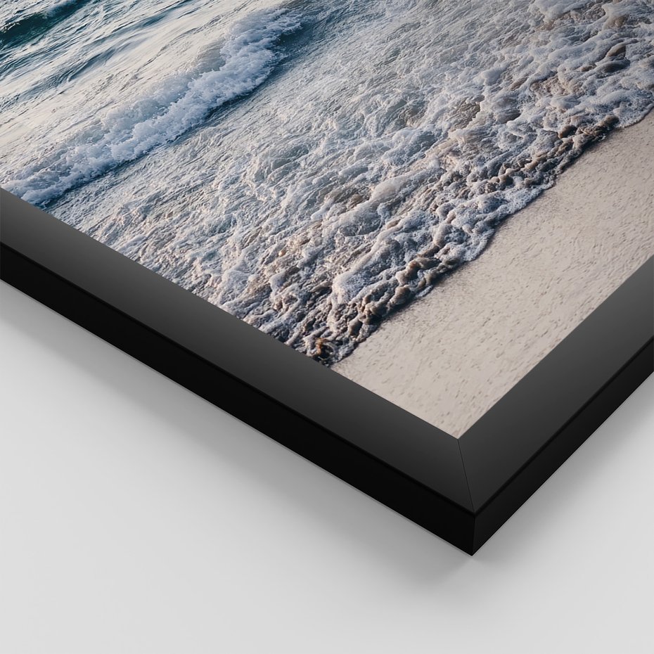 Zestaw obrazy w ramie, plakaty - plaża, morze, piasek - rama czarna