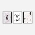 Zestaw obrazy w ramie, plakaty - pióro, minimalizm, tło - rama czarna