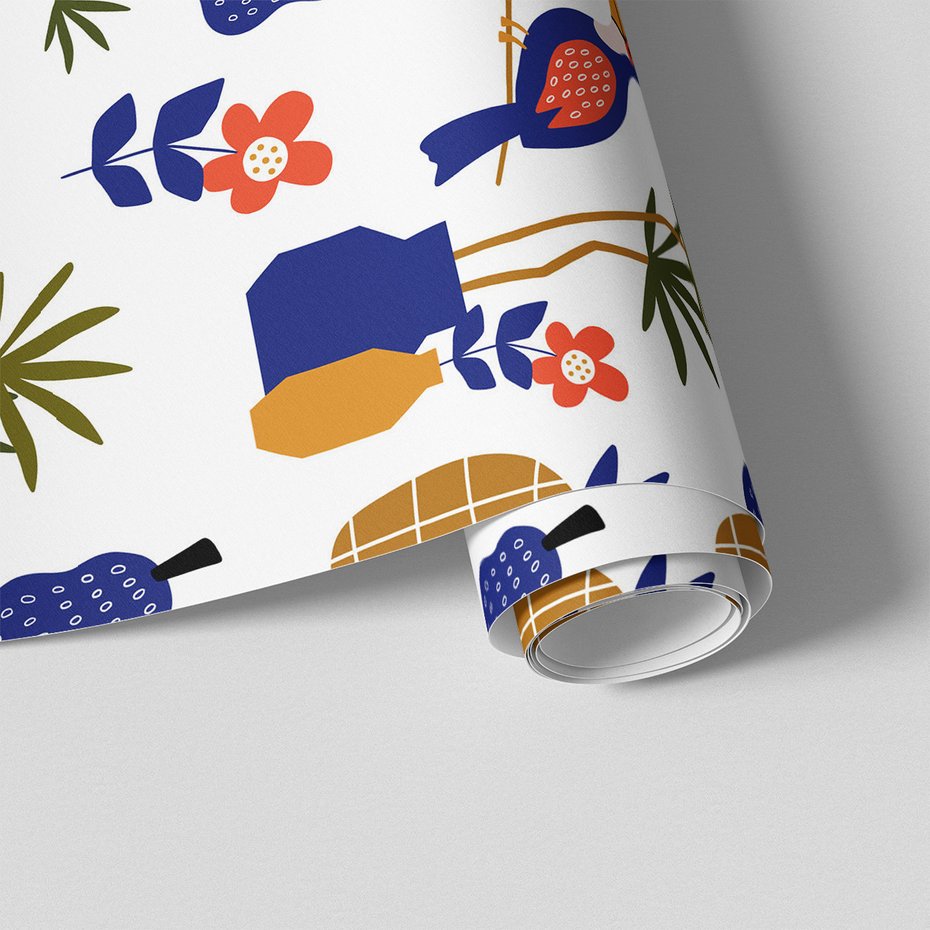 Tapeta - ananasy, kwiaty, tukan