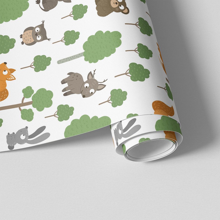 Tapeta - dziecięca, las, zwierzęta,