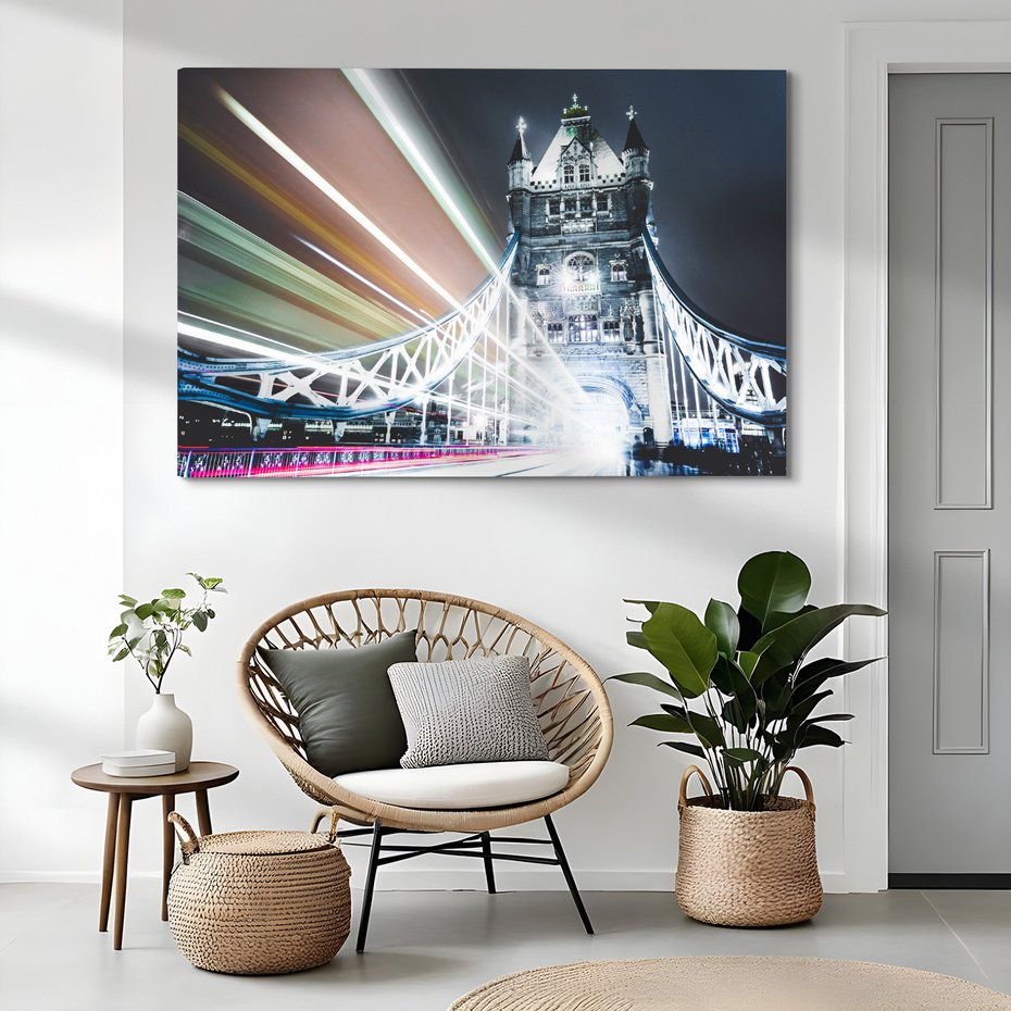 Obraz na płótnie - most, miasto, noc