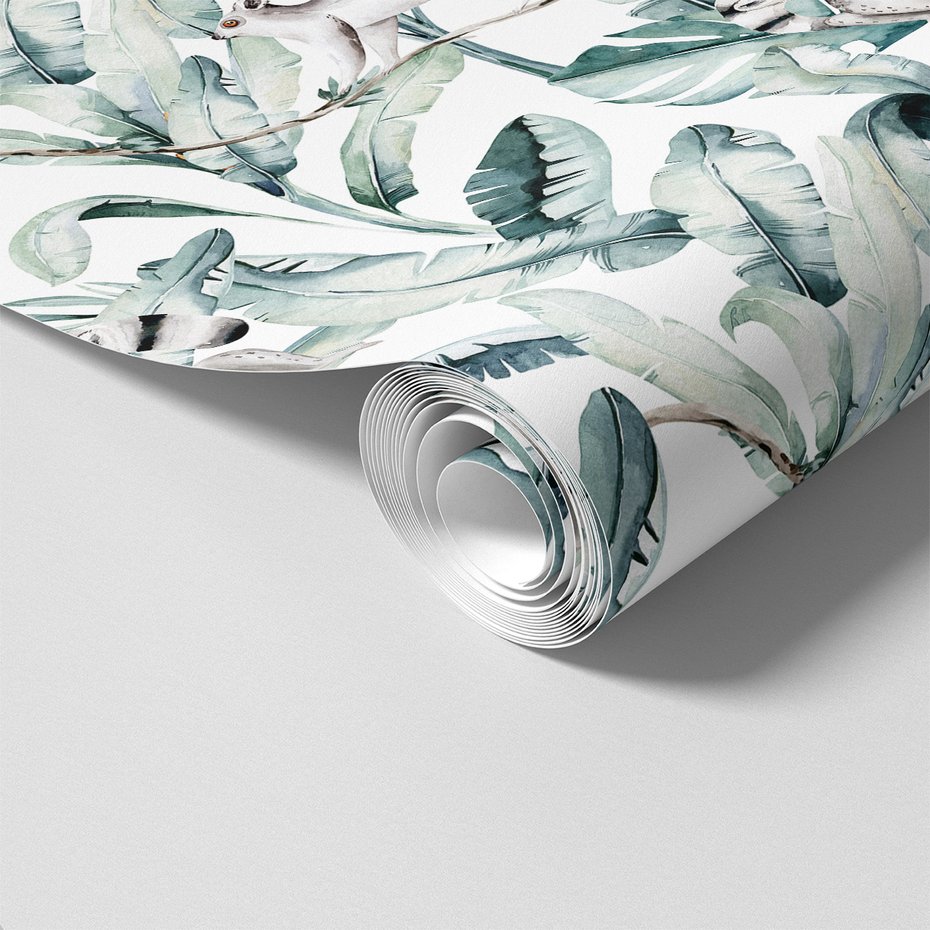 Tapeta - lemur, liście, gałąź