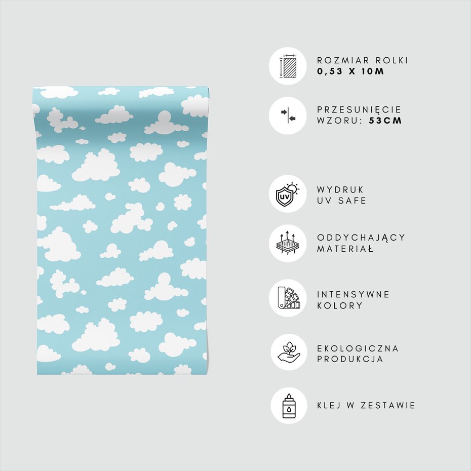 Tapeta - dziecięca, chmury, niebo,