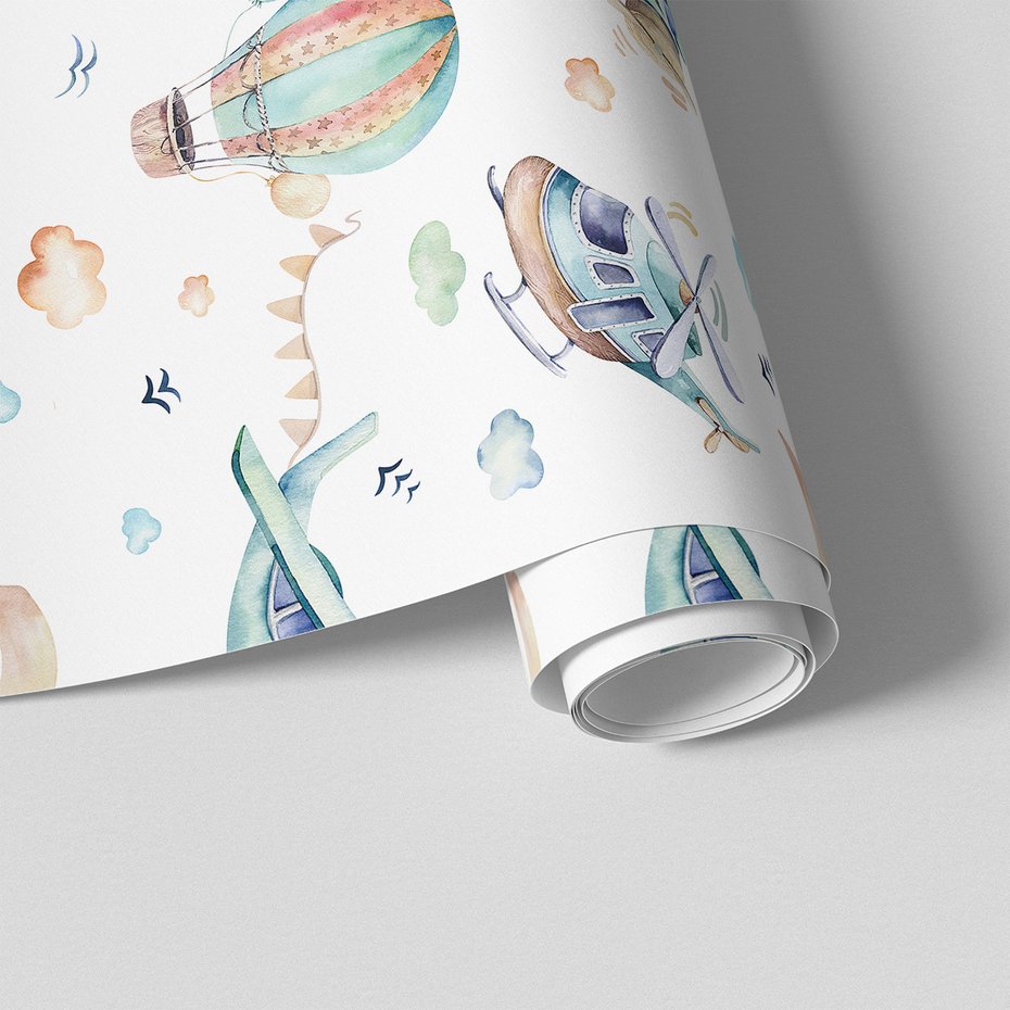 Tapeta - dziecięca, samolot, helikopter,