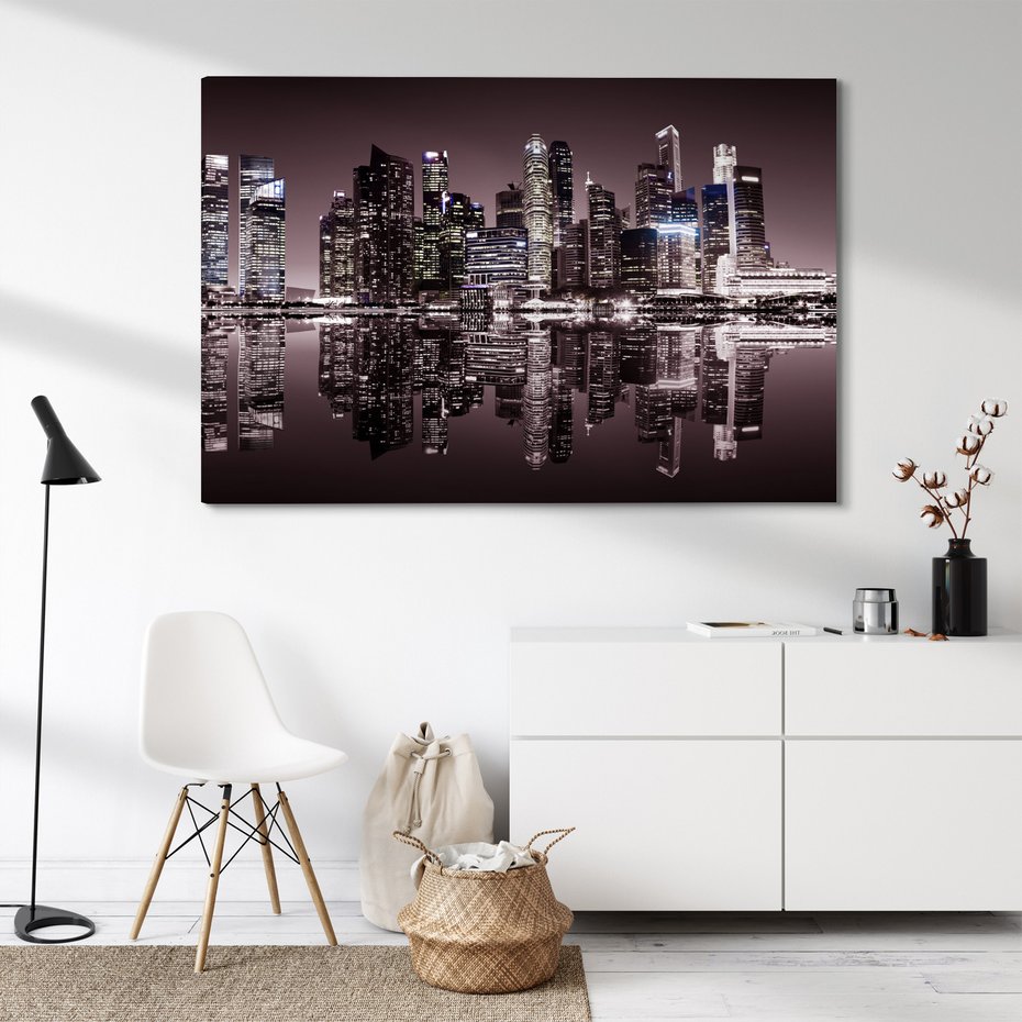 Obraz na płótnie - miasto, budynki, odbicie