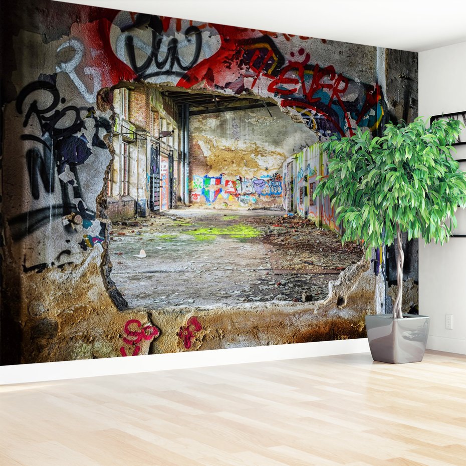 Fototapeta - graffiti, abstrakcja, ruina