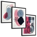 Zestaw obrazy w ramie, plakaty - abstrakcja, pastelowe, plamy, - rama czarna