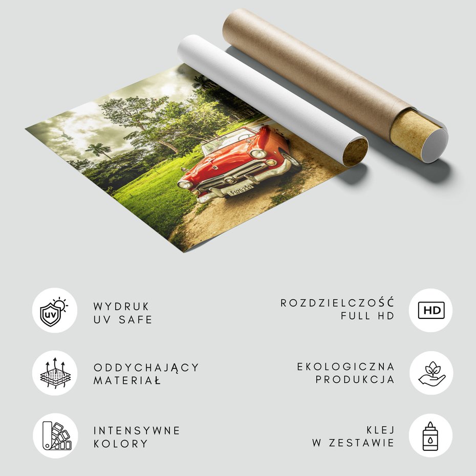 Fototapeta - samochód, czerwony, krajobraz